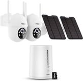 HDeye FOSSENXE 2-delige set 4MP zonnepanelen-wifi bewakingscamera's voor buiten