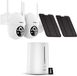 HDeye FOSSENXE 2-delige set 4MP zonnepanelen-wifi bewakingscamera's voor buiten