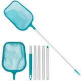 U.S. Pool Supply 6-foot Leaf Skimmer Net with 5 Connecting Aluminum Pole Sections - Fine Mesh for Quick Debris Cleaning - Clean Spas and Ponds