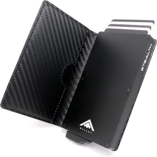 Stealth Wallet Minimalistische portefeuille met pop-up kaarthouder, zwart