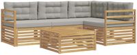 vidaXL Buiten bank set 5 st Wit en Lichtgrijs Polyester