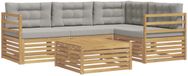 vidaXL Set de canapés d'extérieur 5 pièces Blanc et Gris clair Polyester