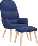 vidaXL Relaxstoel met voetenbank stof blauw