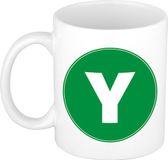 Bellatio Decorations Shoppartners Bv Koffie mok met de letter Y - groen - 300 ml