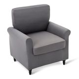 Amazon Basics Zeer Elastische Fauteuilhoes 1-zits Spandex Antislip Meubelbeschermer, Donkergrijs