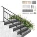VEVOR Trapleuning, Geschikt voor 1-4 Treden Overgangs Smeedijzeren Trap Rail, Verstelbare Balustrade Trap Rail, Trapleuning Steun voor Betonnen Treden met Installatiekit, Mat Zwarte Buiten Trapleuning