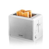 Cloer 3211 Broodrooster voor 2 sneden, 825 W, geïntegreerd opzetstuk voor broodjes, hefinrichting, Kruimellade, warmte-geïsoleerd, roestvrij staal