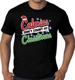 Bellatio Decorations Shoppartners Bv Grote maten foute Kerst shirt / t-shirt - Calories dont count at Christmas - zwart voor heren - kerstkleding / kerst outfit XXXXL