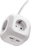 Cube Stekkerblok - Prise multiple en forme de cube avec 4 prises - Schuko - câble de 1,9 m avec support mural/de table