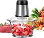 Hachoir électrique - Mini-robot culinaire/hachoir - 300 W - 2 litres - 2 vitesses - Double lame à 4 couteaux - Bol en verre