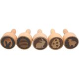 Lot Set van 5 deegstempels. Houten stempel, kinderstempel, koekjesstempel, gebakstempel, bakstempel, pottenbakkersstempel, stempelset van hout met paasmotieven, Made in EU, afmetingen van een stempel: L/B