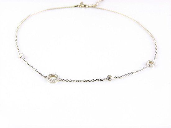 Zilveren ketting model Benigna met zirkonia - 42 cm