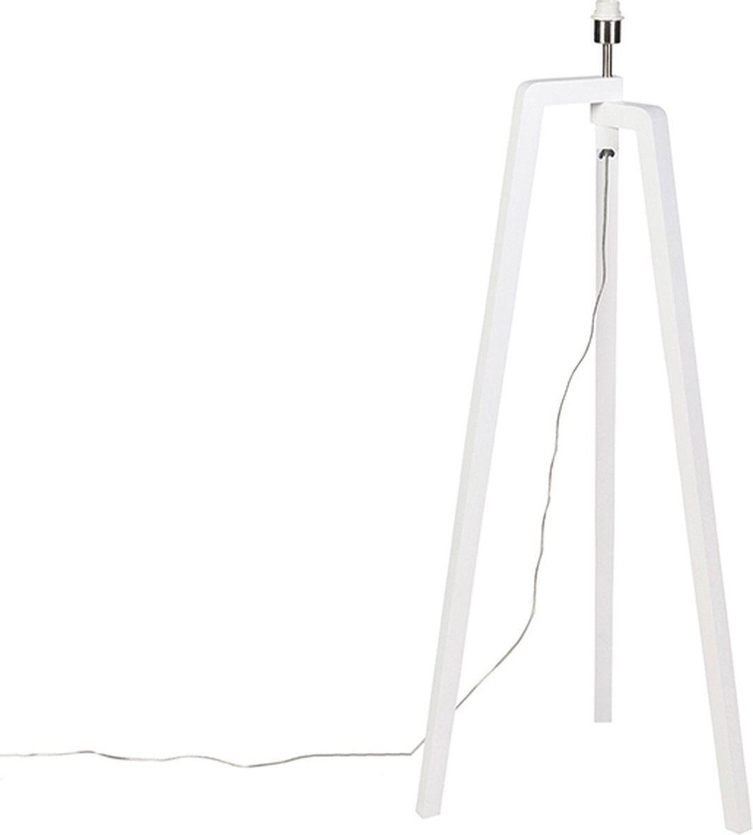 QAZQA Puros Tripod Vloerlamp - Wit - Hout - E27