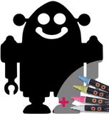 Ambiance Sticker Schoolbordsticker - uitwisbare zelfklevende muurstickers - ROBOT + 4 VLOEIBARE KRIJTJES - 40x35cm