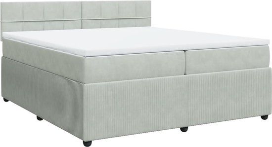 vidaXL Boxspring met matras fluweel lichtgrijs 200x200 cm