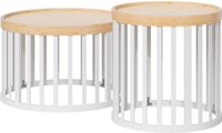 Vicco Salontafel set Enara, Bamboe/Wit, 50.5 cm met 2 delen