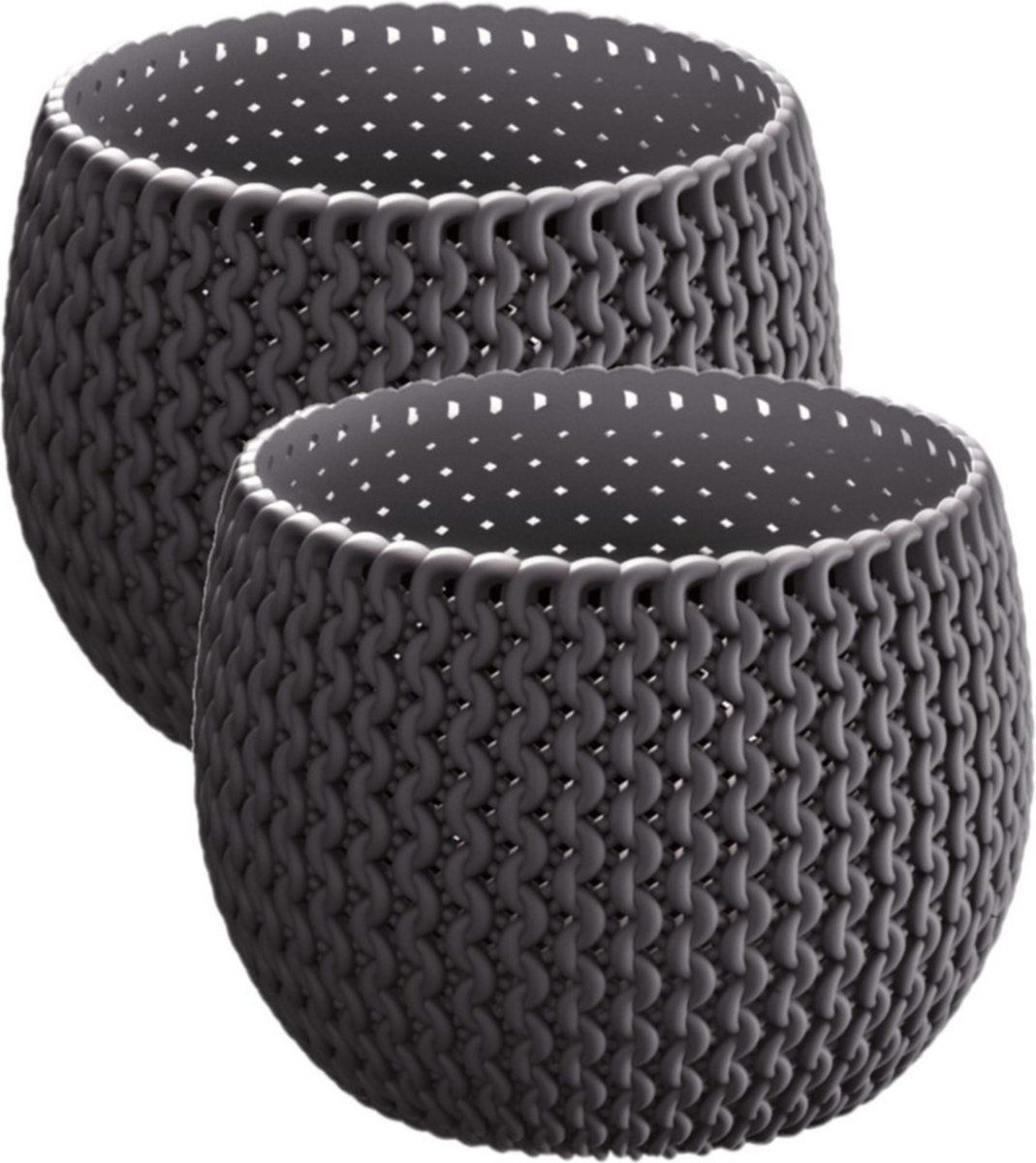 Prosperplast Set 2x Bloempotten Kunststof Ø 14.5 cm Antraciet