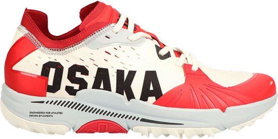 Osaka iDo Dames Hockey TF (Turf) Sportschoenen - White/Grey/Red - Maat 37.5