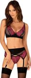 Obsessive Rosenty 3-Delige Set Zwart/Paars M/L