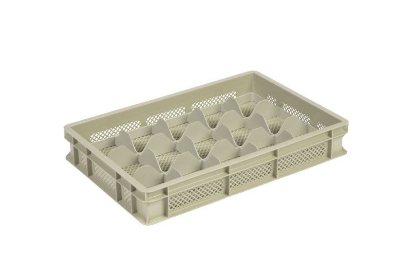 Beige Plastic Crate | L60xW40xH10 cm | Max. Glass Height 8cm | 4 Sizes