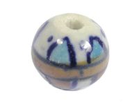 Keramische bol geëmailleerd blauw en bruin diameter 12 mm. 50u.