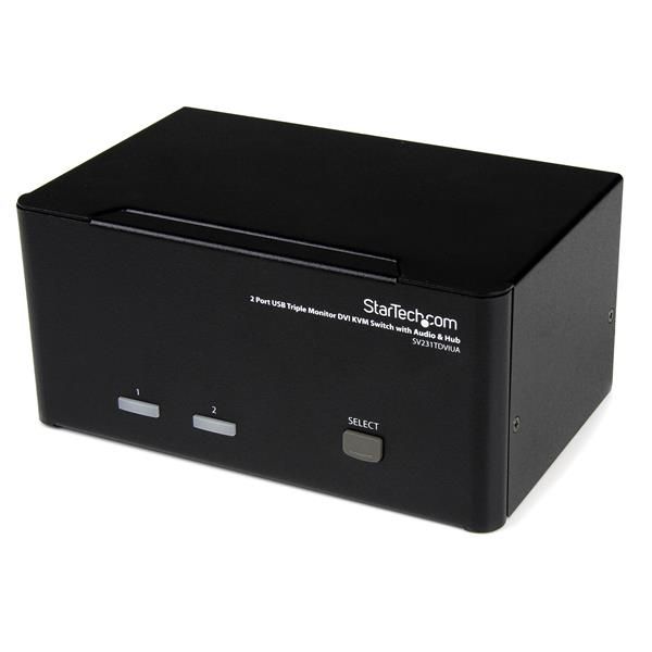 StarTech.com 2-poort Triple monitor DVI USB KVM-switch met audio en USB 2.0-hub