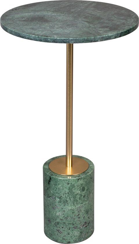 Dutchbone Gunnar Bijzettafel Rond - 37.5 cm - Marmer Groen/Goud