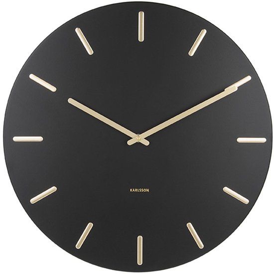 Karlsson Wandklok Charm - Zwart Staal met gouden wijzers - Ø45cm