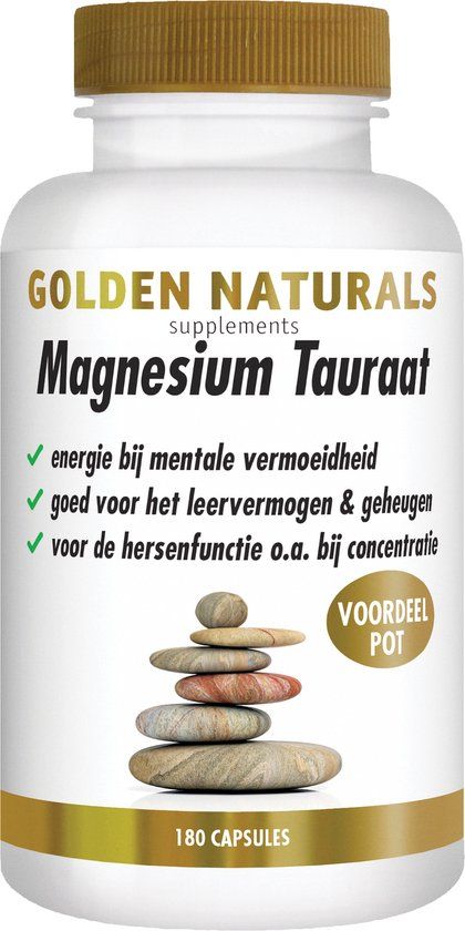 Golden Naturals Magnesium Tauraat - 180 Vegan Capsules