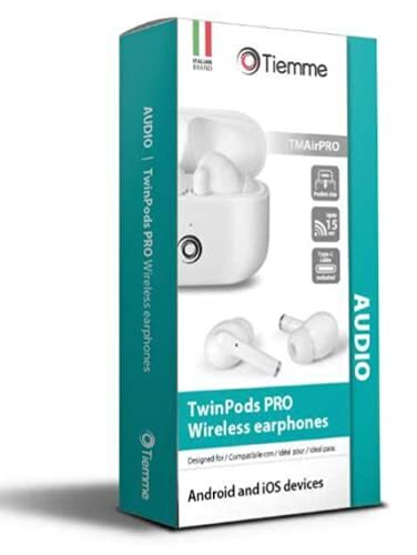 TIEMME TWINPODS Pro Wireless Bluetooth hoofdtelefoon TMAirPro Bluetooth hoofdtelefoon hoofdtelefoon voor iOS en Android compatibel wit