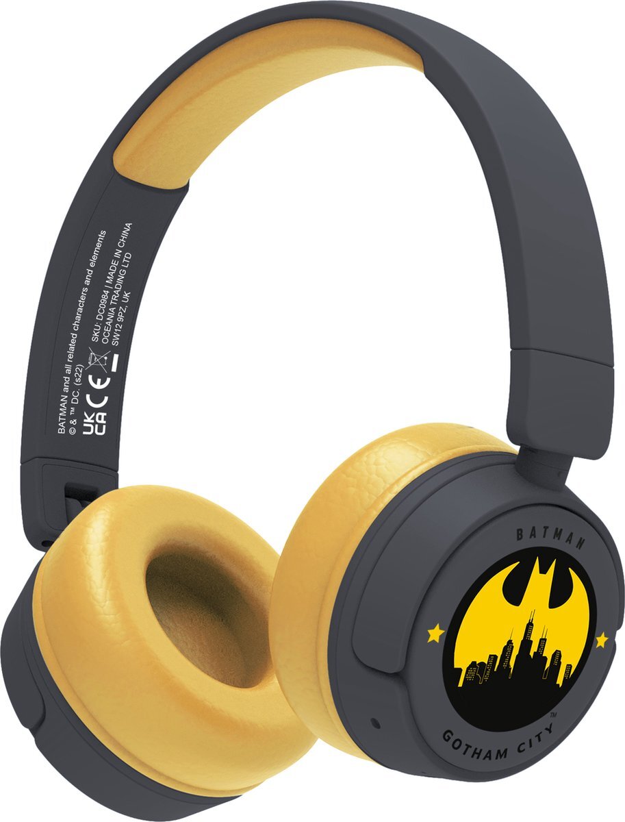 OTL Technologies Batman Gotham city - draadloze junior koptelefoon - volumebegrenzing - microfoon - inklapbaar - lange speeltijd blauw, geel