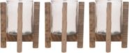 Bellatio Design Waxinelichthouders - 3 stuks - Hout - Bruin - 17 cm