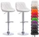 Set de 2 tabourets de bar - Tabouret de bar - Hauteur réglable - Pivotant à 360° - Assise rembourrée - Cadre en métal - Sans accoudoirs - Blanc