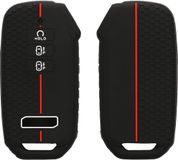 kwmobile autosleutel hoesje geschikt voor Kia 7-Tasten EV6 GT K5 K7 K8 Sportage GT-Line Sorento 4 MQ4 Autoschlüssel hoes - Siliconen autosleutel behuizing - Auto sleutel case met honingraat - Sleuteletui in zwart / rood