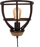 Chericoni Verlichting Chericoni Aperto Wandlamp - 25 cm - Zwart Staal & Vintage Hout