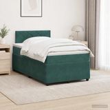 vidaXL Boxspringbed met matras, donkergroen, 120 x 200 cm, fluweel