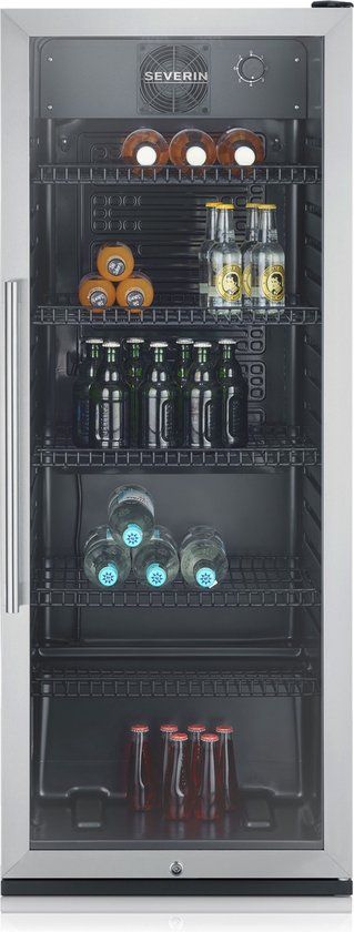 Severin FKS 8841 Flessenkoelkast – 237L – LED Verlichting – Met Slot – Zwart/RVS