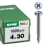 SPAX Universele schroef, 4 x 30 mm, 1000 stuks, Voldraad, Bolkop, Kruiskop Z2, 4CUT, WIROX - 0231010400305