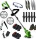 Merkloos / Sans marque Holland Connections 24 V draadloze grastrimmer met metalen messen, 2 accu's, verstelbare kop en telescoopgreep - groen