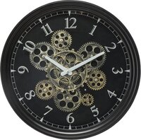 Atmosphera Créateur d'intérieur Wandklok Metaal met Draaiende Tandwielen - Zwart - 37 cm - Industrieel