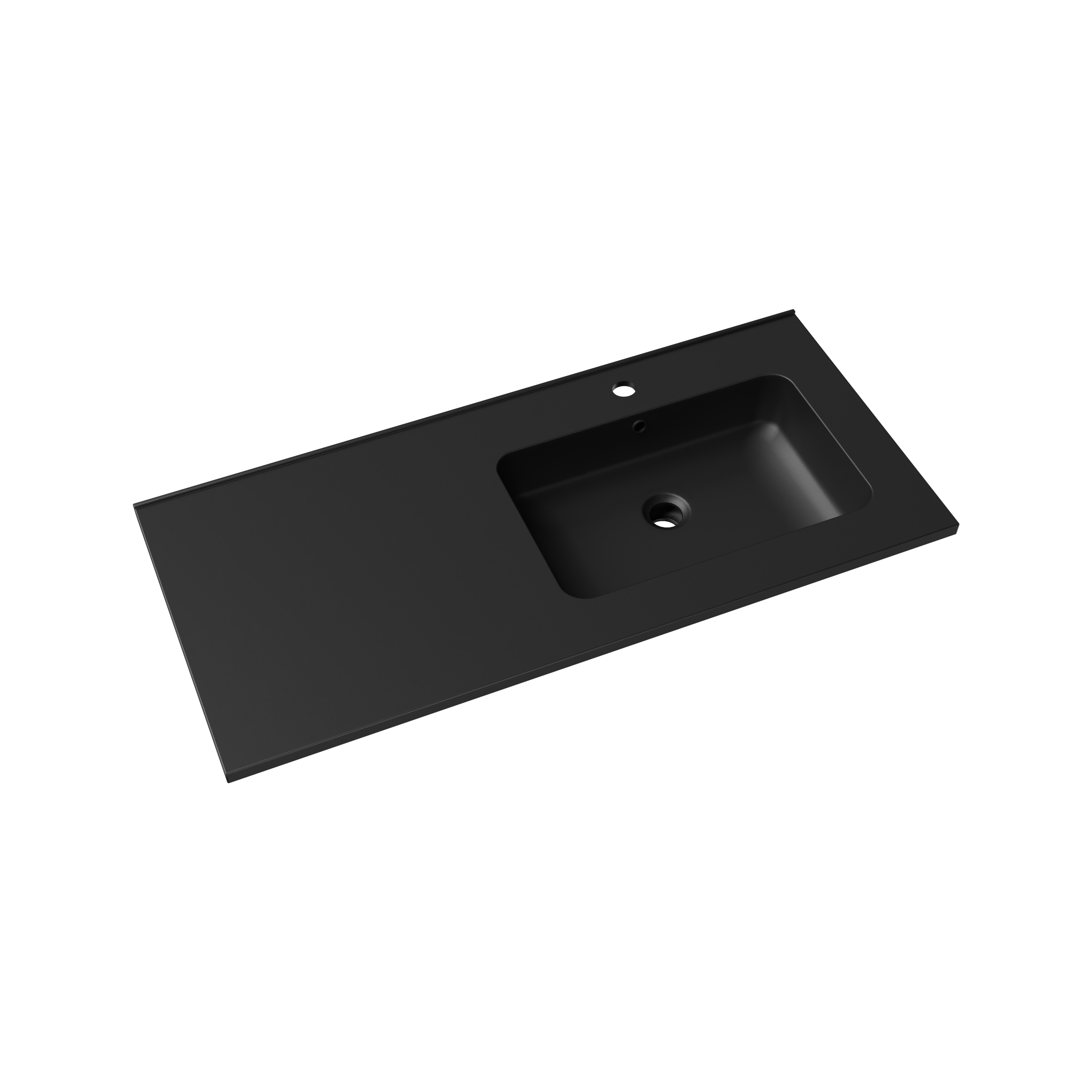 Linie Linie Vano asymmetrisch rechtse wastafel mat zwarte composietmarmer 100 x 46 cm