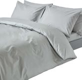 Homescapes Dekbedovertrek 140x200 cm Eenpersoons – Zilvergrijs – 100% Egyptisch Perkal Katoen – 200 TC – Inclusief Kussensloop