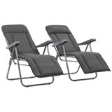 VidaXL Tuinstoel Terras Gecapitonneerde Zitting Katoen, Polyester Grijs 2 Stuks