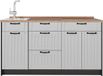 Vicco Keukenblok Fame-Line, Wit Landhuis, 150 cm, WB Eik