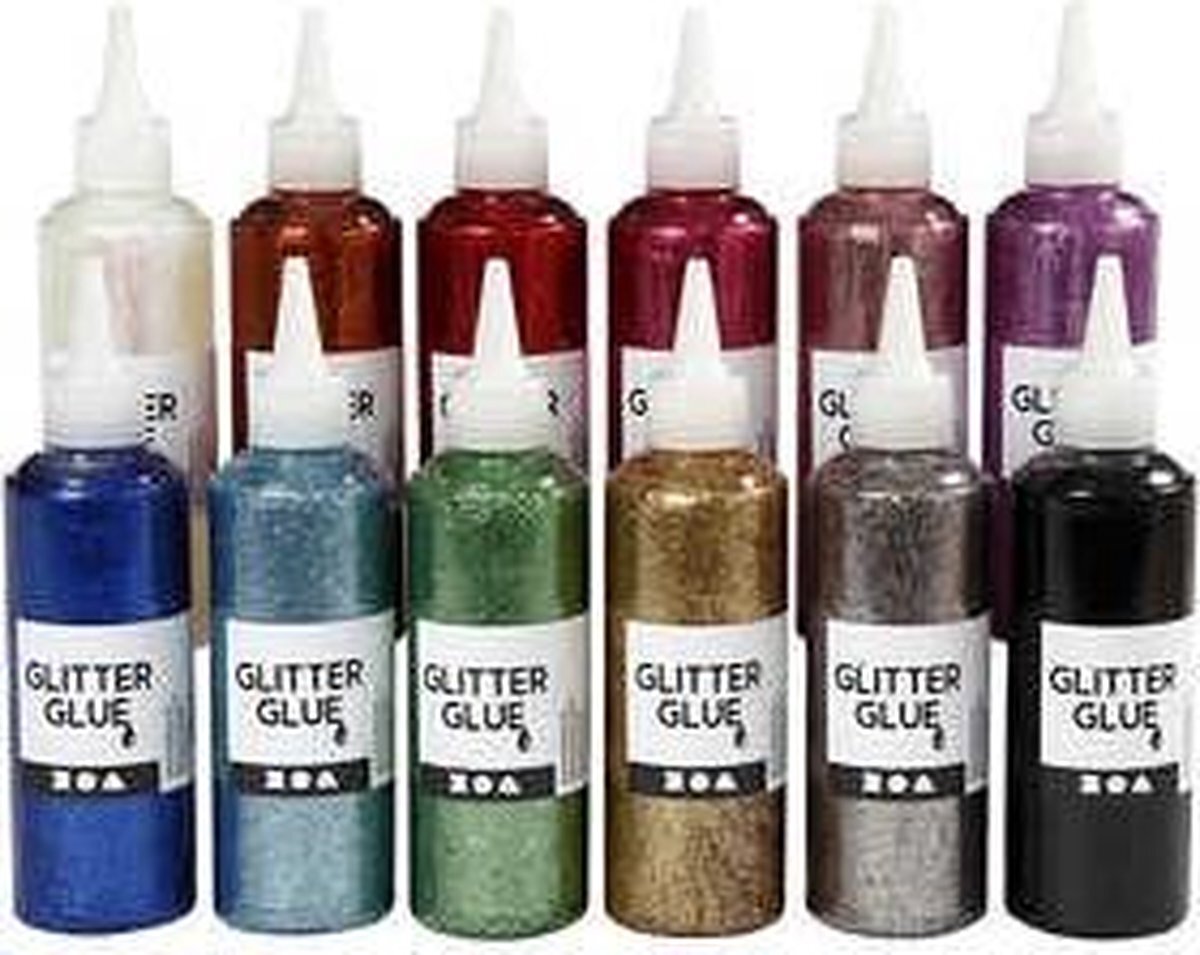 creotime Glitter Glue - Assorted Colors - 12 x 118 ml (31820)