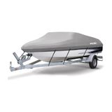 MSC Zwaar uitgevoerde boothoes van Oxford polyester, trailerbaar, geschikt voor V-romp-, tri-romp- en rondloopboten, (Model D - Lengte: 4,3-4,9 m, breedte: tot 1,73 m, grijs