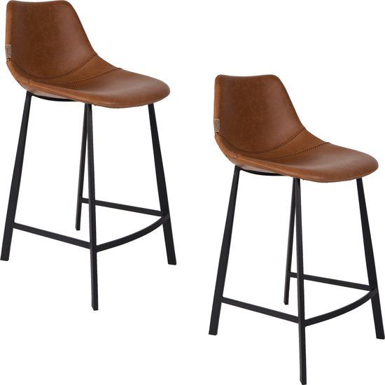Dutchbone Franky Barkrukken rugleuning 65 cm Bruin - Set van 2