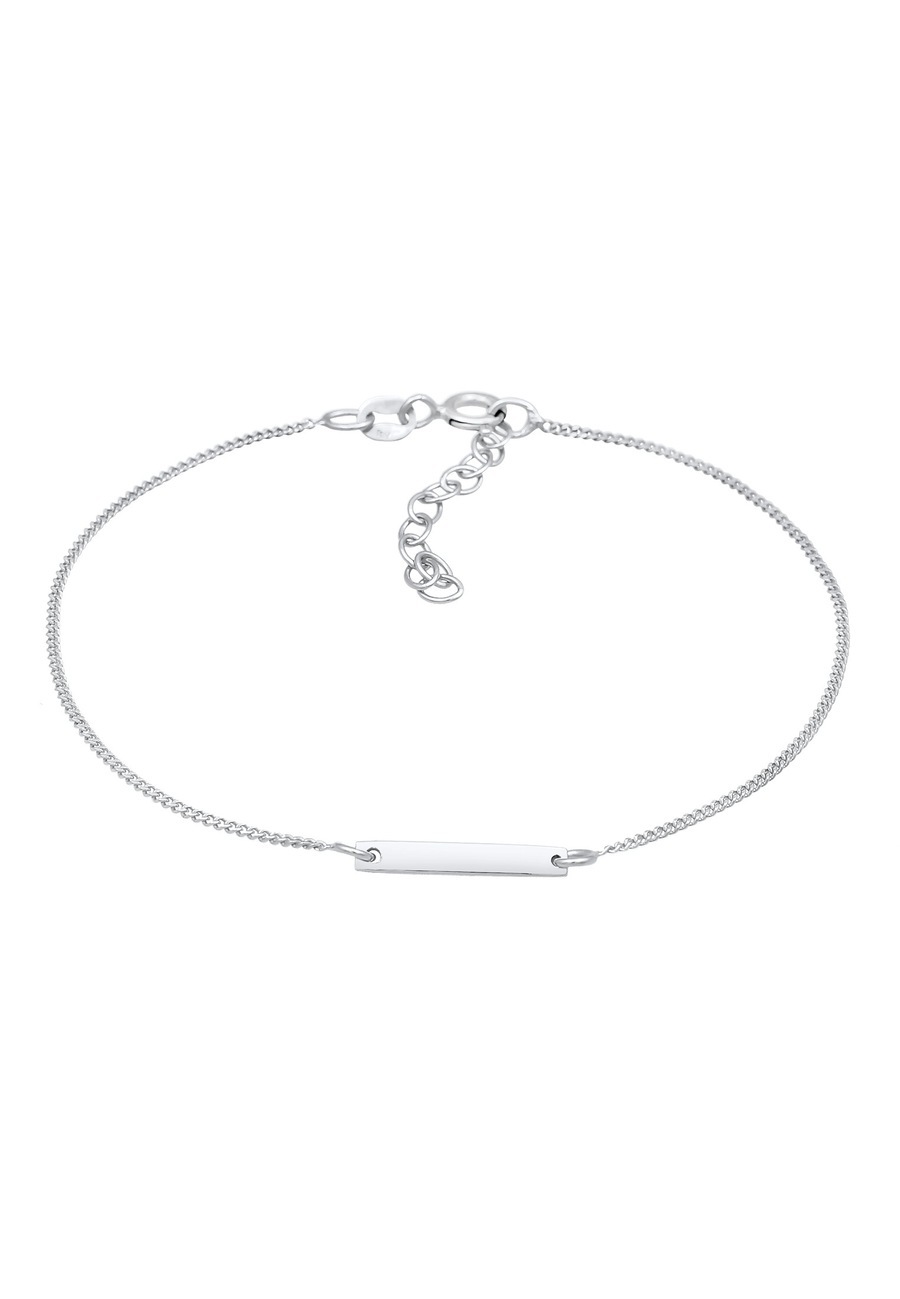 Elli Elli Elli Armband Dames Effen Plaatje Personalisatie Graveerbaar in 925 Sterling Zilver Armbanden