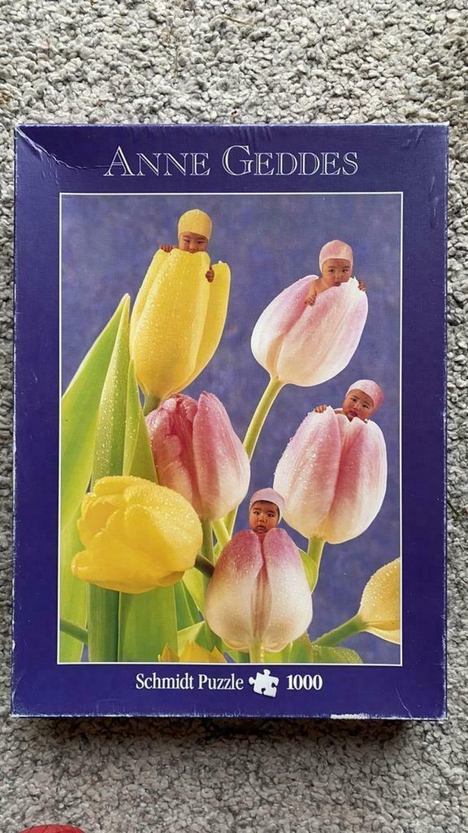 Schmidt puzzle Babys in Tulpen -Voorjaar -Anne Geddes 1000 Stukjes Puzzel