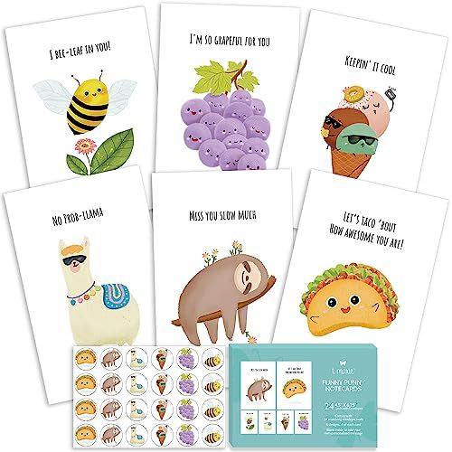 Punny Puns Notecards Pack - 24 Funny Thinking of You Cards